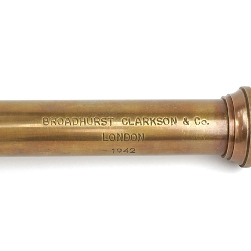 1219 - Brass three draw telescope, 83cm in length extended