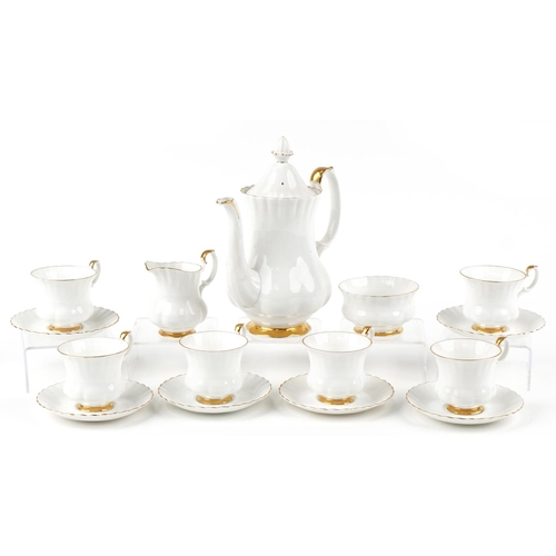 568 - Royal Albert Val d'Or six place coffee service, the coffee pot 22cm high