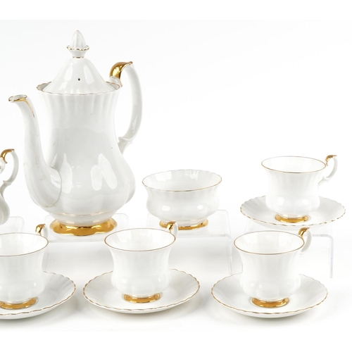 568 - Royal Albert Val d'Or six place coffee service, the coffee pot 22cm high