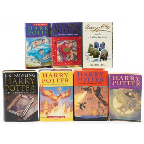 2364 - Seven Harry Pottery books by J K Rowling including first edition Order of the Phoenix and The Half B... 