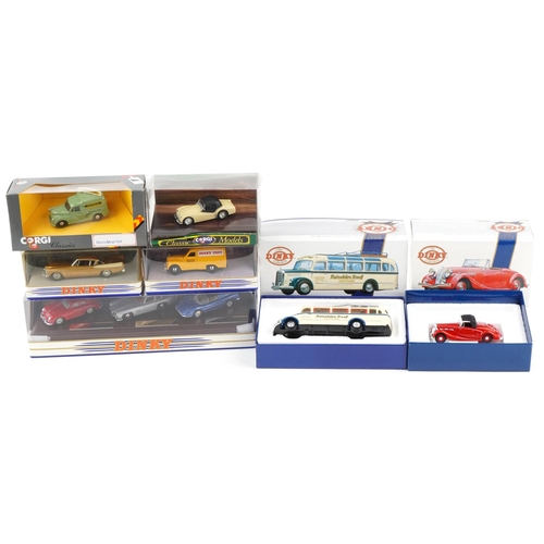 2048 - Seven Dinky and Corgi diecast vehicles with boxes, numbered DY-902, DY-158, DY-26, DY-S10, DY-S17, D... 