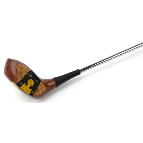 2407 - Peter Broadbent J25 driver golf club with wood head and steel shaft, 113cm in length