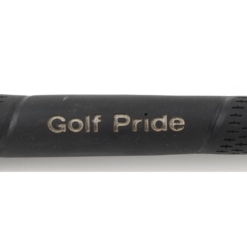 2407 - Peter Broadbent J25 driver golf club with wood head and steel shaft, 113cm in length