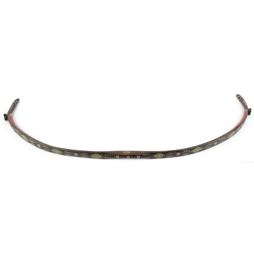 240 - Ottoman Turkish bentwood ceremonial bow, 19th/20th century, with hand painted stylized decoration, 9... 