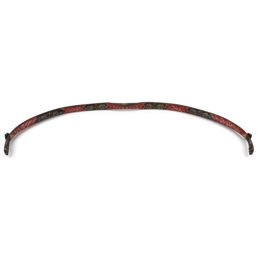 240 - Ottoman Turkish bentwood ceremonial bow, 19th/20th century, with hand painted stylized decoration, 9... 