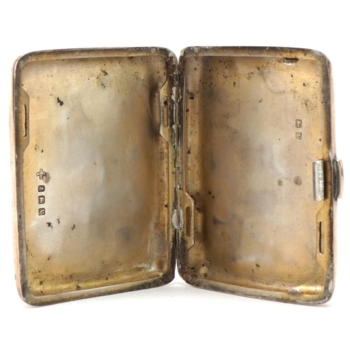 441 - Silver cigarette case with engraved initials, Birmingham 1945 by Horace Woodward & Co, 8cm x 6cm, 84... 