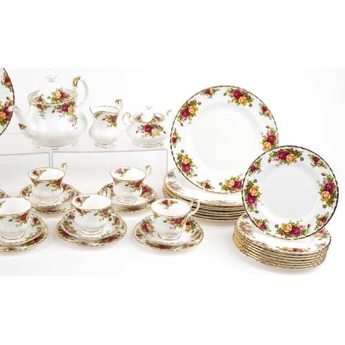 560 - Royal Albert Old Country Roses pattern part dinner service to include teapot, sugar bowl with cover ... 