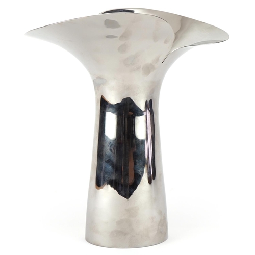 517 - Late 20th century Georg Jensen, Denmark chromium plated stylized vase, 33cm high