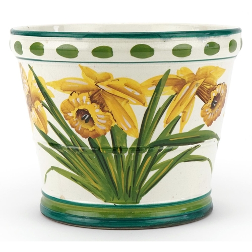 116 - Wemyss Daffodil pattern jardinière, detailed Wemyss T Goode & Co to the base, 80cm high x 22cm in di... 