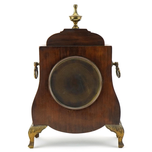 190 - Edwardian mahogany and inlaid mantle clock by Walker & Hall Ltd, fitted with a French movement, the ... 