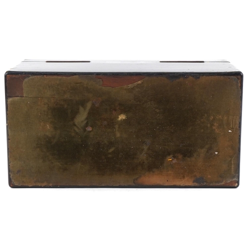 197 - Good early 19th century coromandel tea caddy, the hinged lid revealing two compartments flanking a c... 