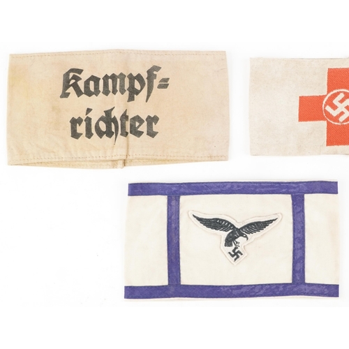 2663 - Five German military World War II armbands, Dutch HJ, Red Cross, Luftwaffe Flak Leader, Winterhilfsw... 