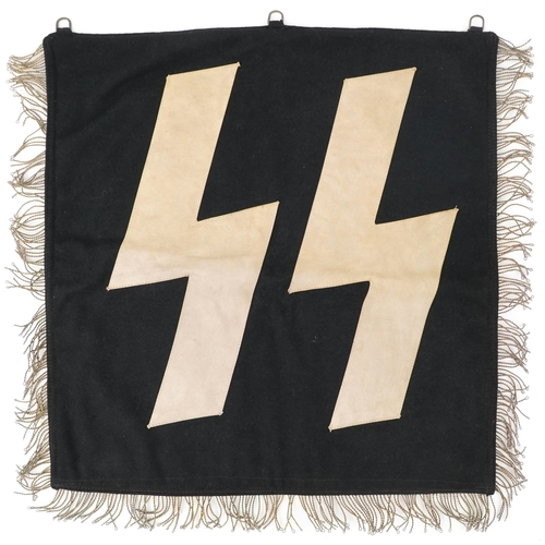 2658 - German military World War II SS trumpet banner, 46cm x 46cm