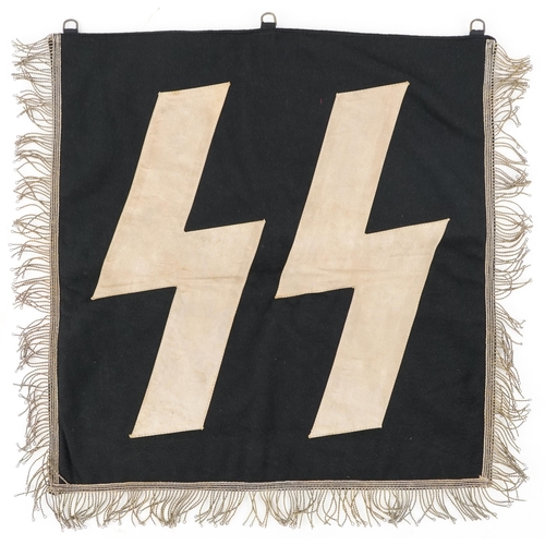 2658 - German military World War II SS trumpet banner, 46cm x 46cm