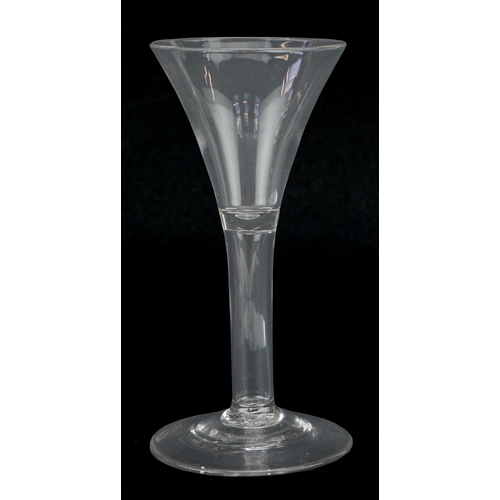 45 - 18th century anti-excise wine glass with hollow stem, 13cm high