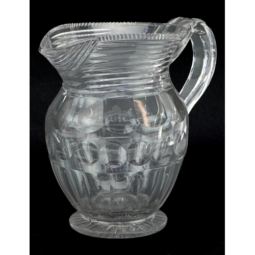 161 - Early 19th century Irish cut glass water jug, 18cm high