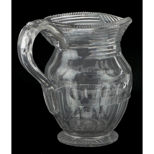 161 - Early 19th century Irish cut glass water jug, 18cm high