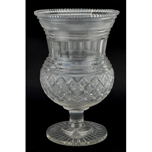 160 - Early 19th century cut glass celery vase, 22cm high