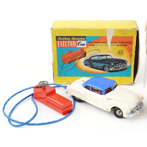 2038 - Mamod LW.1 lumber wagon, boxed, together with a battery operated car, boxed.