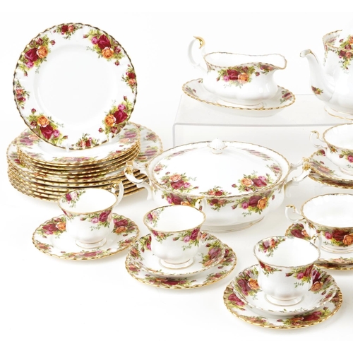 570 - A Quantity of Royal Albert Old Country Roses pattern dinnerware including tureens and covers, side p... 