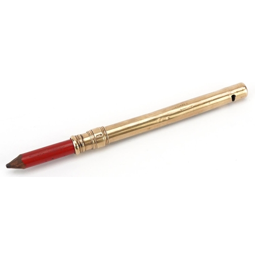 178 - 9ct gold propelling pencil by E Mordan & Co, 10cm in length, weighable gold 10.4g