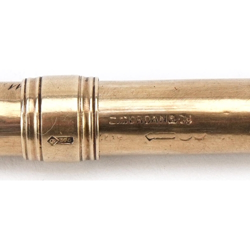 178 - 9ct gold propelling pencil by E Mordan & Co, 10cm in length, weighable gold 10.4g