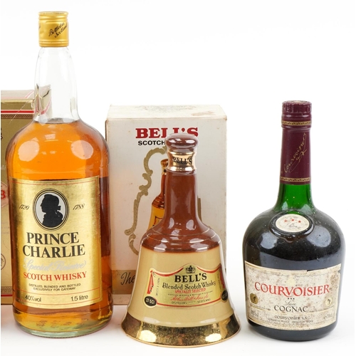 601 - Group of five bottles of spirits to include Dalwhinnie Single Highland Malt 15 Years Old whisky, bot... 