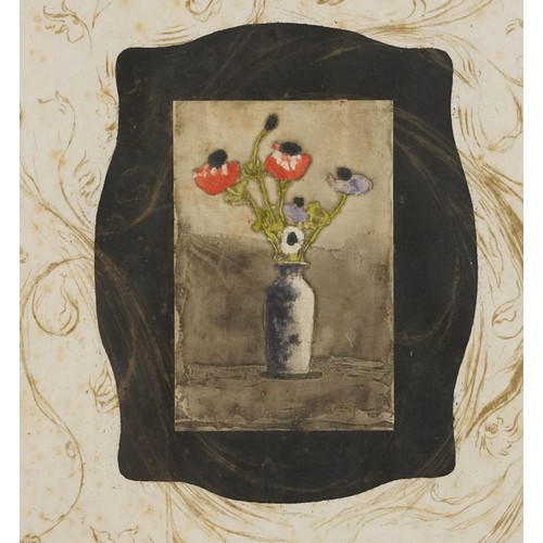 3404 - Théodore Roussel (1847-1926) - Anemonies, late 19th century French school hand coloured etching, aqu... 