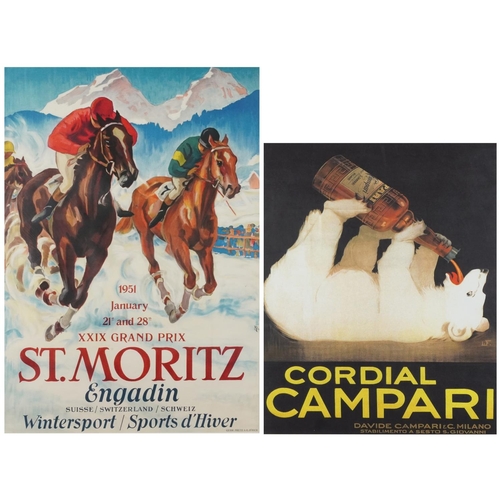 2482 - Cordial Campari, late 20th century colour advertising poster, 51cm x 40cm, together with a St. Morit... 