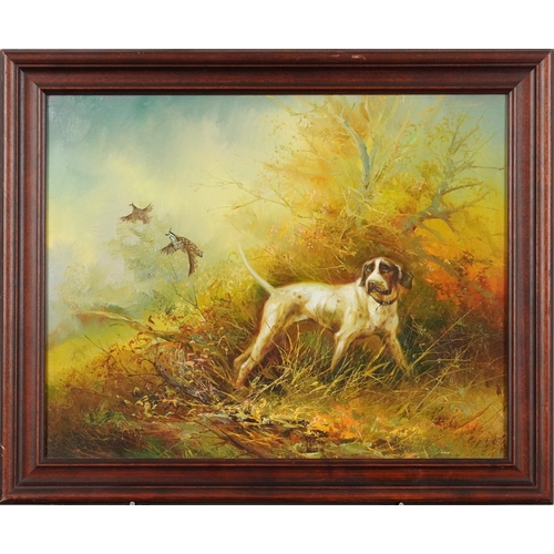 3436 - Kingman - Portrait of a hound, Modern British school oil on canvas, signed to the lower right corner... 