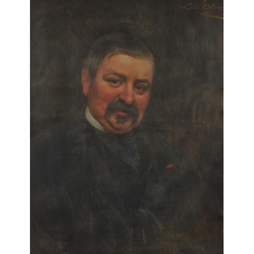 3405 - Léon Olivié (1833-1901) - Half length portrait of a gentleman, oil on canvas, signed to the upper ri... 