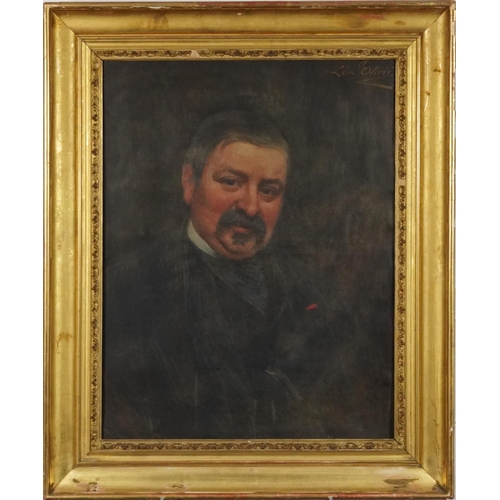 3405 - Léon Olivié (1833-1901) - Half length portrait of a gentleman, oil on canvas, signed to the upper ri... 