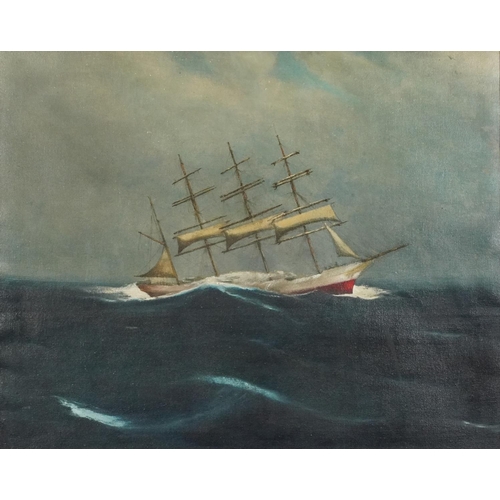 3413 - F. Moyson - Belgian training ship L'Avenir, pair of oil on canvasses, one signed lower to the left c... 