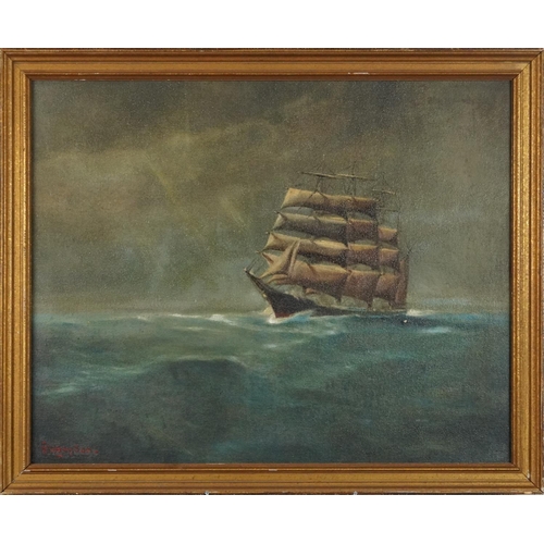 3413 - F. Moyson - Belgian training ship L'Avenir, pair of oil on canvasses, one signed lower to the left c... 