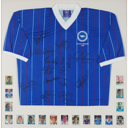 2483 - Signed Brighton & Hove Albion FA Cup Finalists 1983 home shirt signed by the whole team, framed and ... 