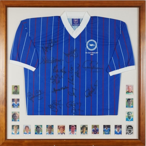 2483 - Signed Brighton & Hove Albion FA Cup Finalists 1983 home shirt signed by the whole team, framed and ... 