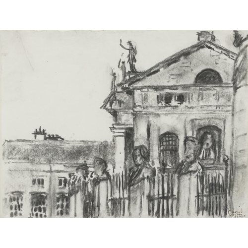 3480 - David Britton - The Ashmolean, 20th century British School, charcoal on paper, signed lower right co... 