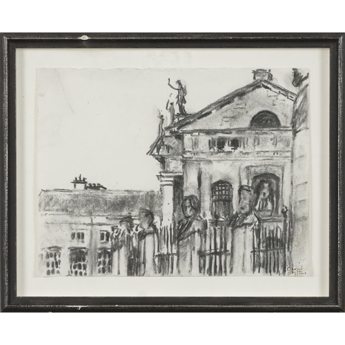 3480 - David Britton - The Ashmolean, 20th century British School, charcoal on paper, signed lower right co... 