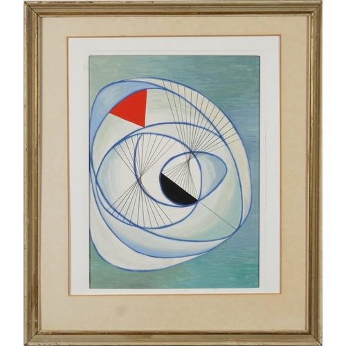 3428 - After Barbara Hepworth - Abstract composition, 20th century British school, acrylic on paper, signed... 