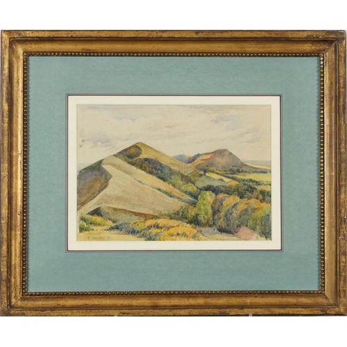 3433 - P. Henry - Hillside landscape, 20th century Irish school watercolour on wove paper, signed lower lef... 