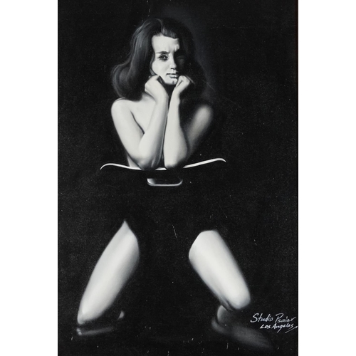 3408 - Study of Christine Keeler, mid 20th century American school oil on board, inscribed lower right corn... 