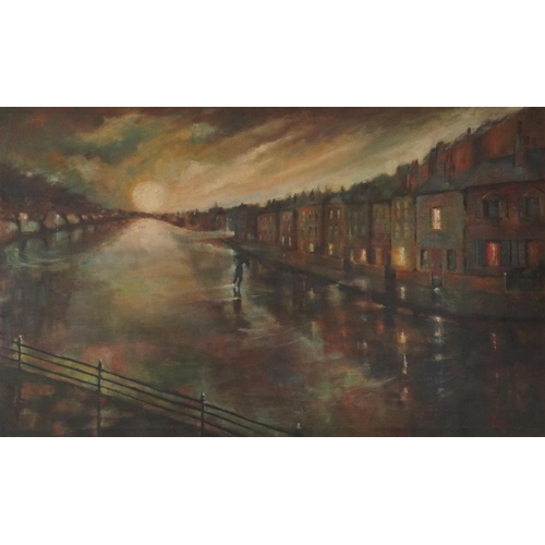 3420 - G. Price - Come in Out of the Rain, mid 20th century British school oil on canvas, signed lower righ... 