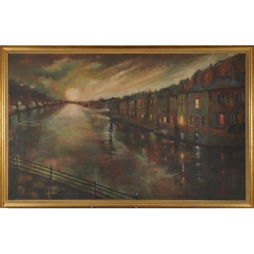 3420 - G. Price - Come in Out of the Rain, mid 20th century British school oil on canvas, signed lower righ... 