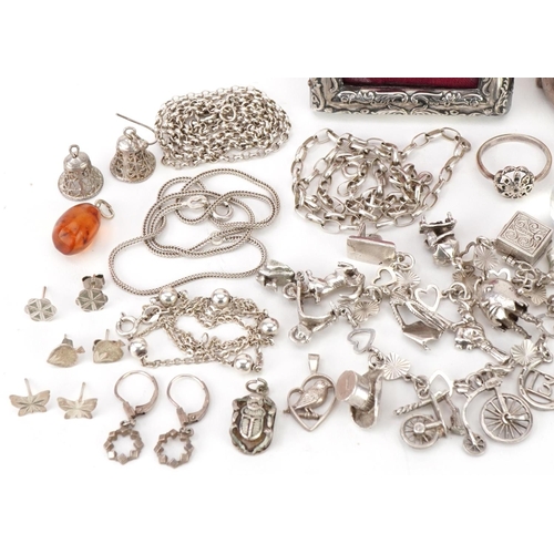 3361 - Antique and later silver jewellery and a miniature silver photo frame including a Victorian aestheti... 