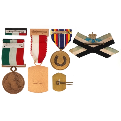 2566 - Military interest medals and cap badges including Imperial General Service Award for a Pointsman Lev... 