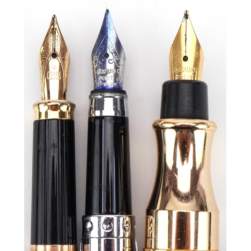 1156 - Fountain pens and ballpoint pens, predominantly Cross, and a white metal Yard-O-Led propelling penci... 