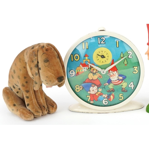 2013 - Vintage toys and a Walt Disney dog by Wade Heath, including Noddy alarm clock, Noddy tin money box a... 