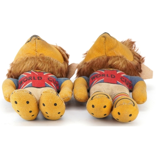 2409 - Two Pedigree 1966 Football World Cup Willy stuffed toys in the form of lions, 26cm high