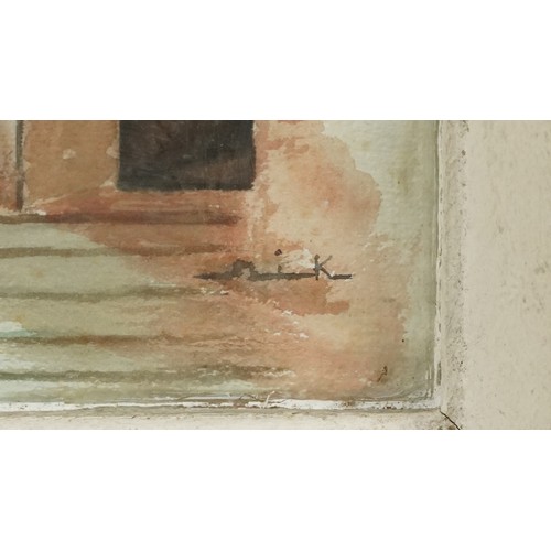 3524 - Street scene, 20th century Spanish School, watercolour on paper, indistinctly signed lower right cor... 