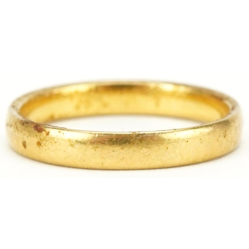 3078 - 22ct gold wedding band, Birmingham 1933, size O, 3.6g